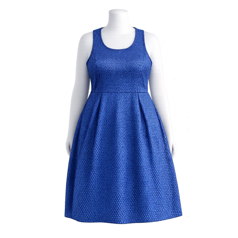 Lane Bryant Cobalt Blue & Black Fit and Flare Skater Dress – Size 26 Plus